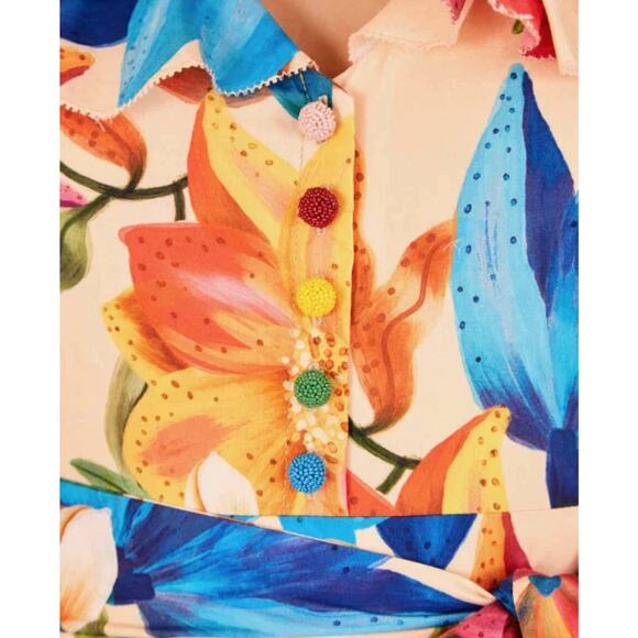 FARM Rio Vibrant Mary’s Garden Frilled Top Midi Dress Size Small - Picture 4 of 14